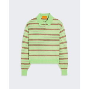 Guest In Residence Cashmere Collegiate Stripe Polo - M -  Mint Combo